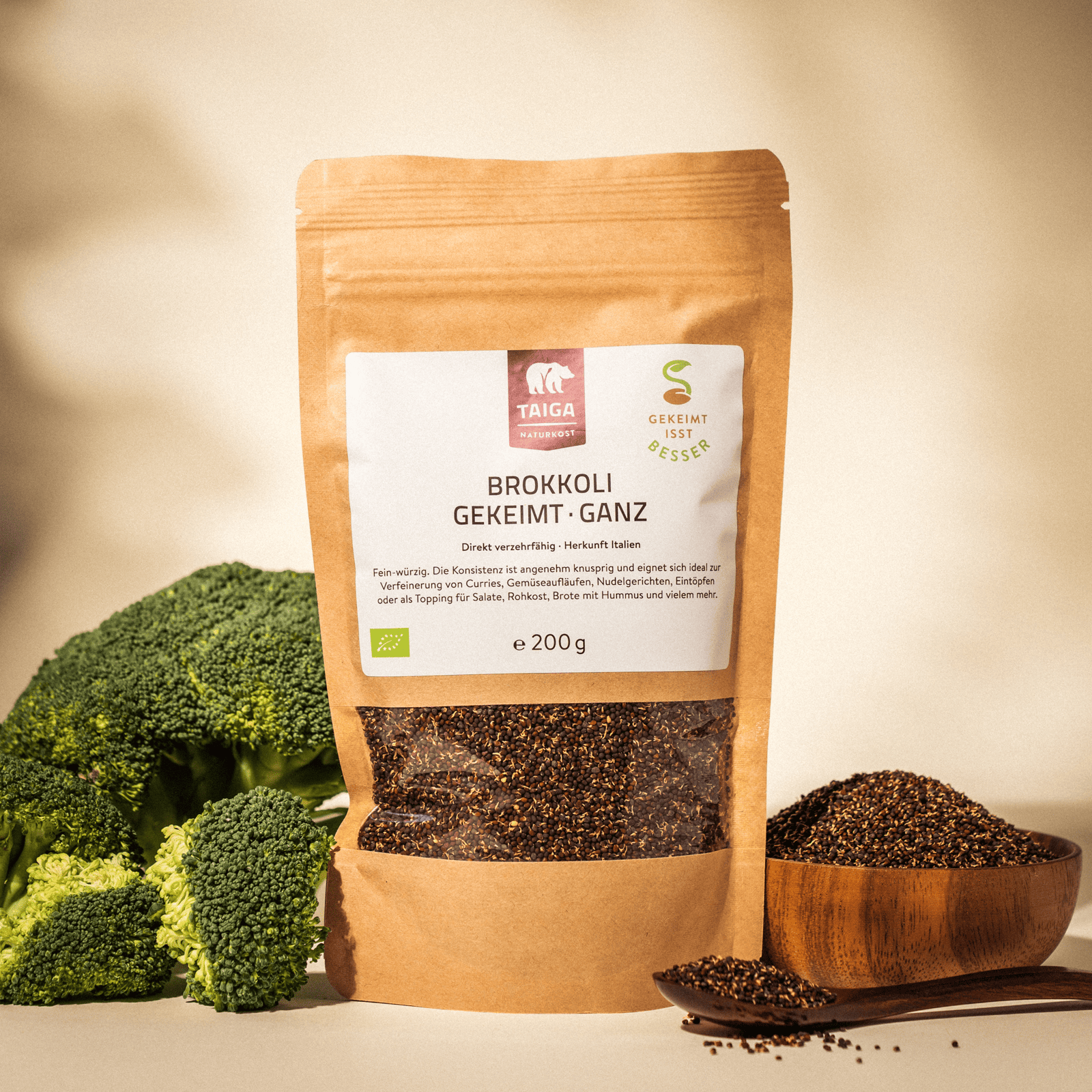 Brokkolisamen gekeimt, bio, roh, 200g