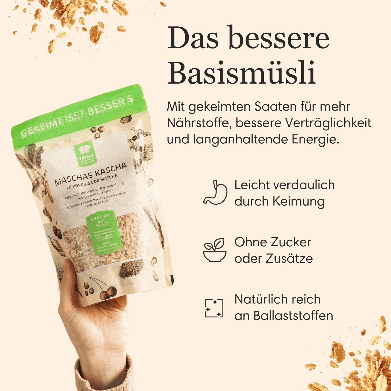 Maschas Kascha, Basis-Müsli gekeimt, bio