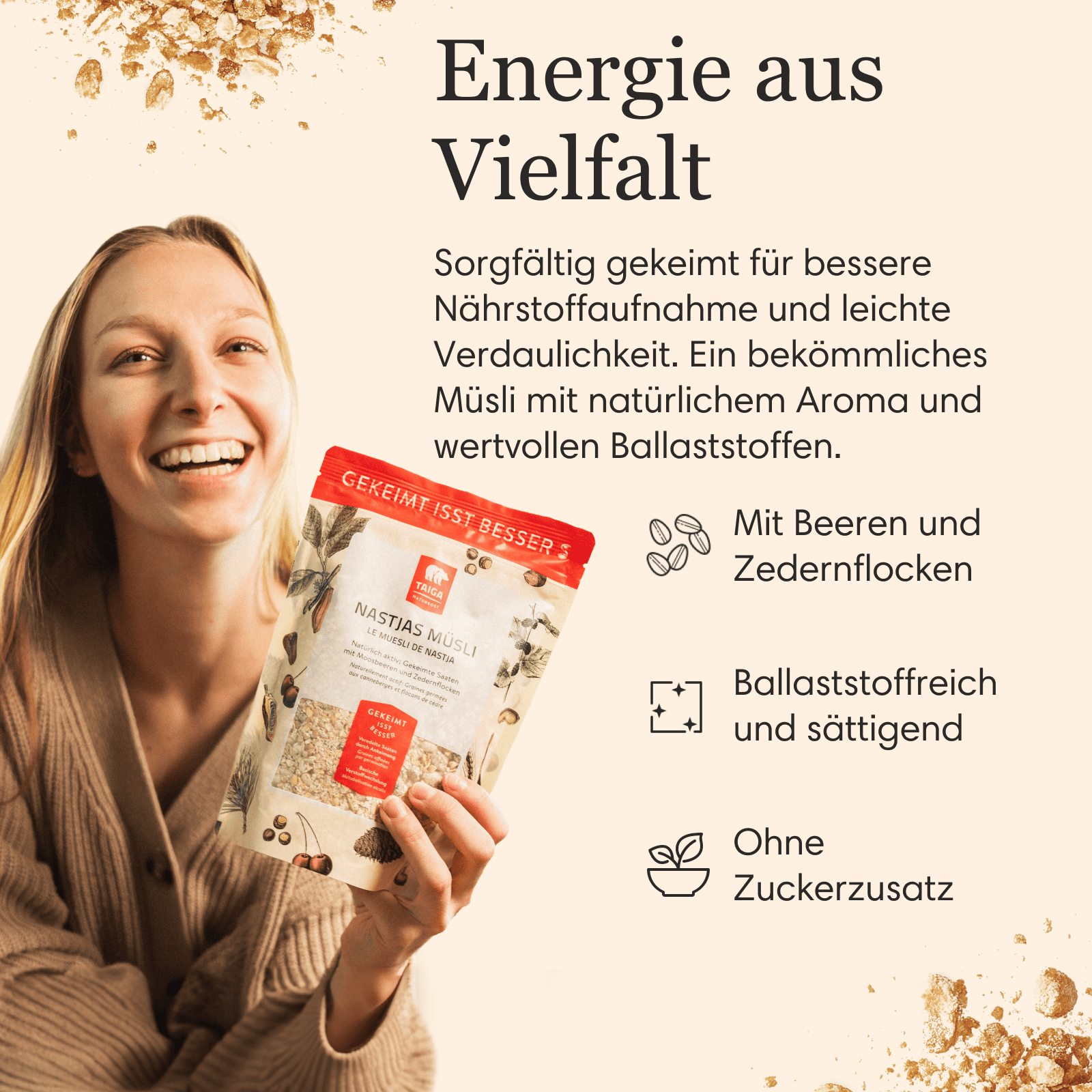 Nastjas Müsli, angekeimte Saaten, bio