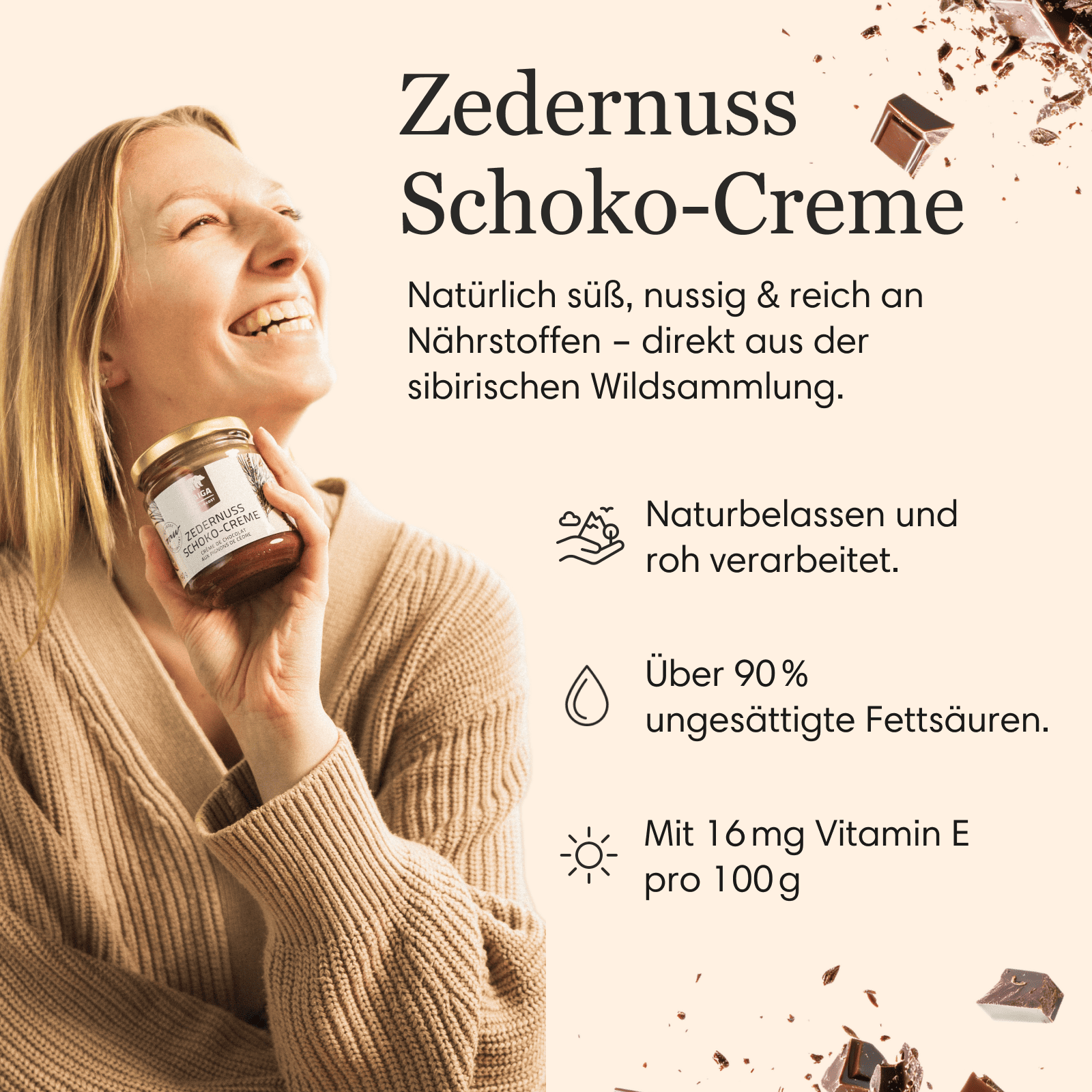 Zedernuss-Schoko-Creme, bio, roh, vegan, 190 g