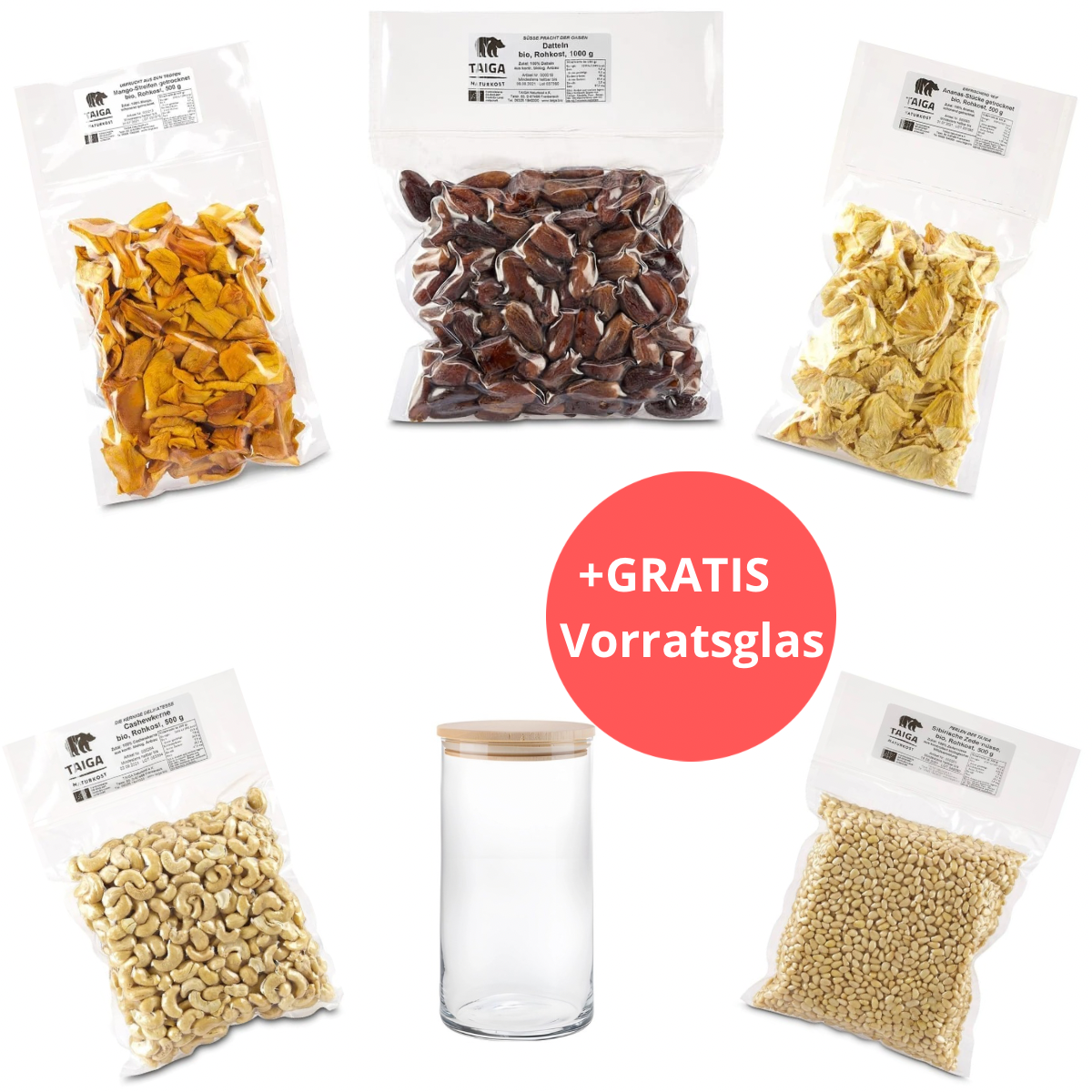 Bio Genuss-Set aus aller Welt + Vorratsglas gratis
