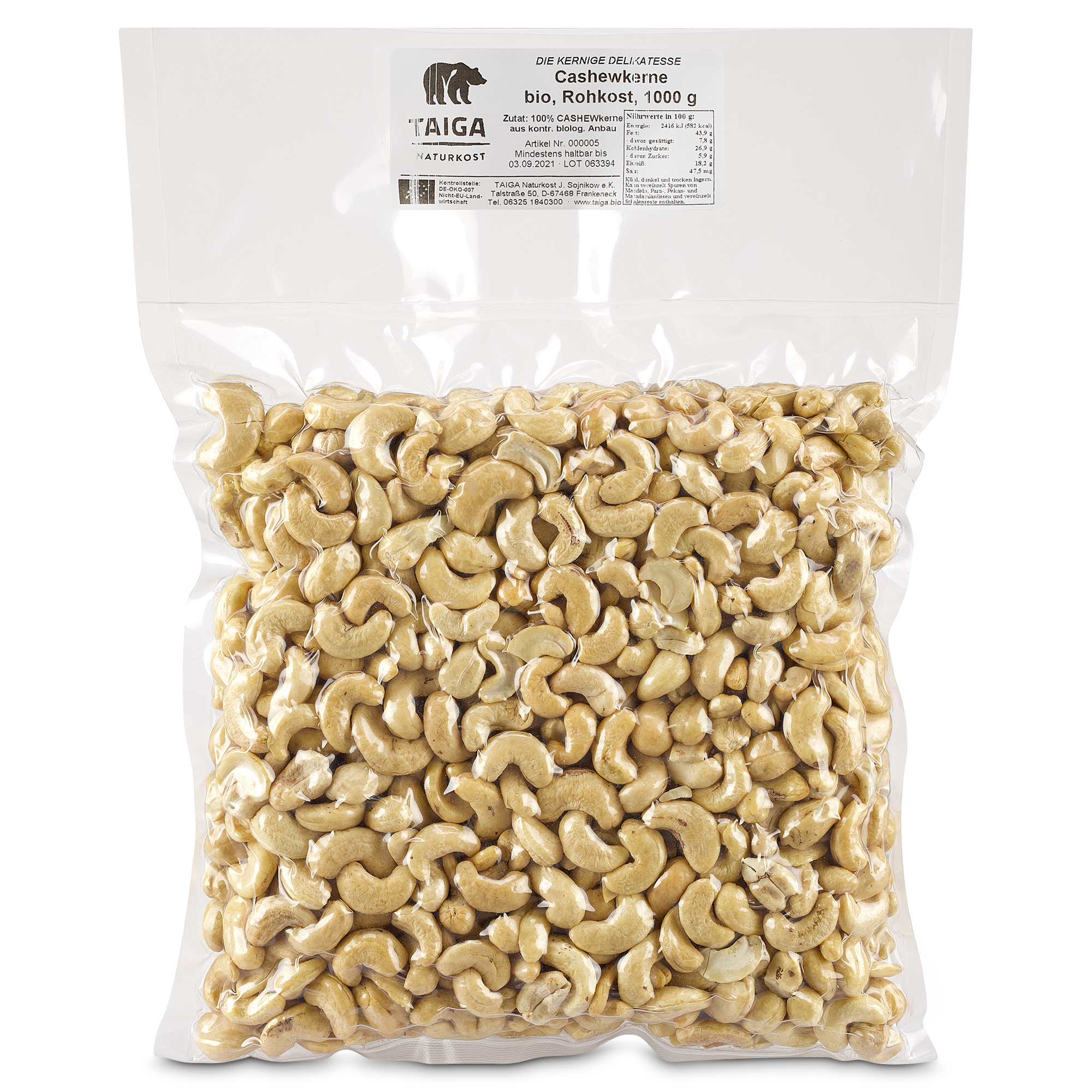 Cashew-Kerne, bio, roh