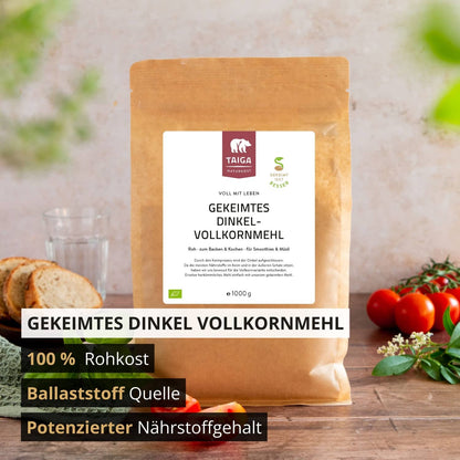 Dinkelmehl gekeimt, aktiviert, bio, roh, 1000 g