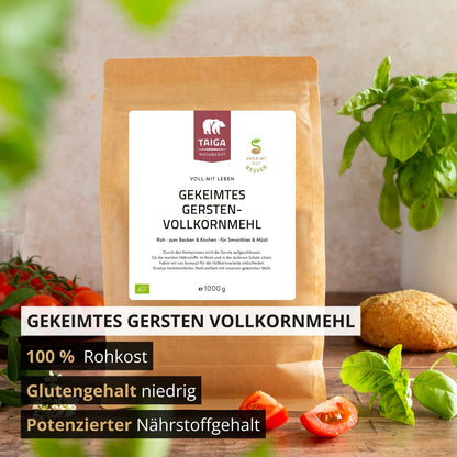 Gerstenmehl gekeimt, bio, roh, 1000 g