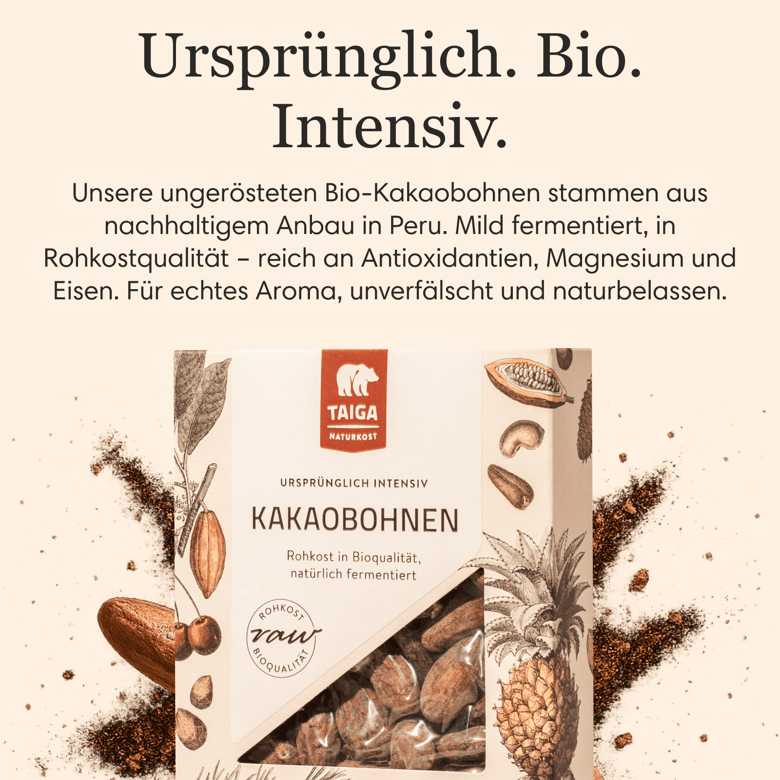 Kakaobohnen, bio, roh