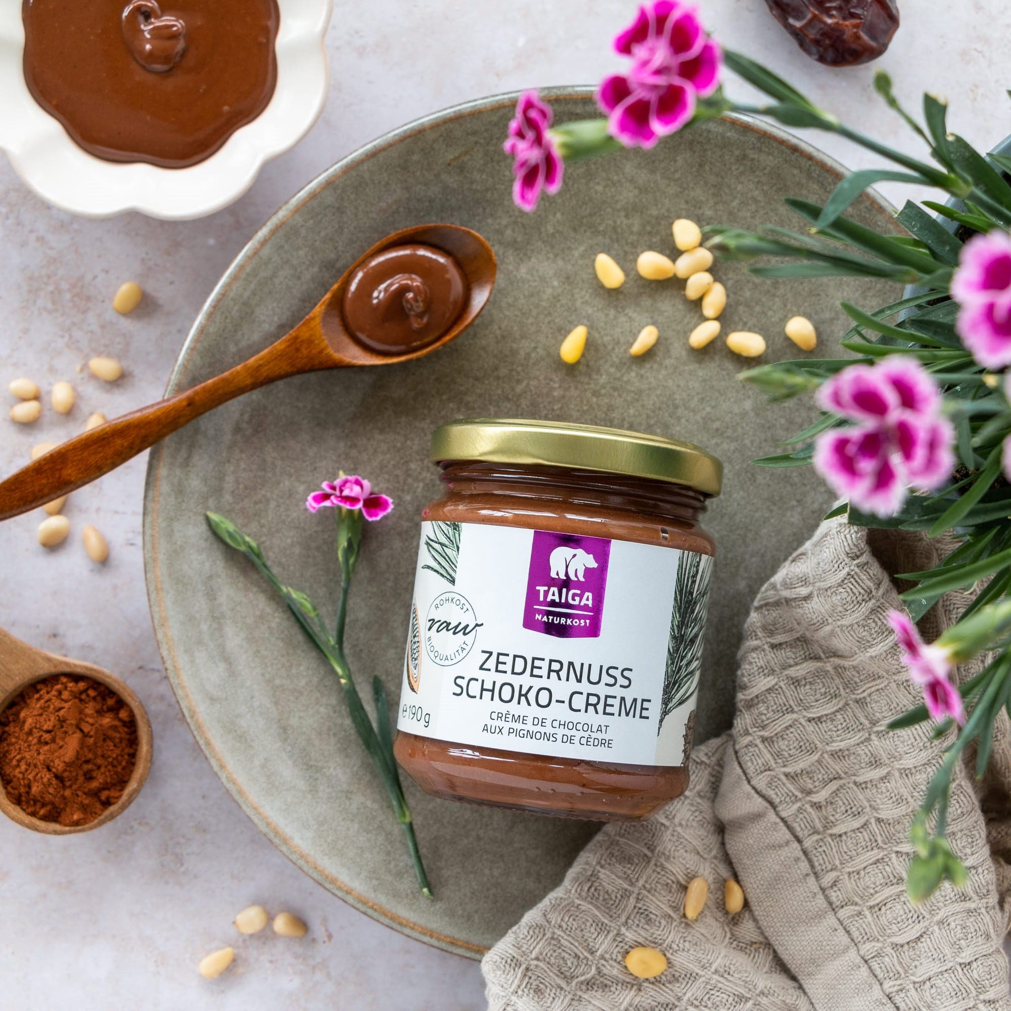 Zedernuss-Schoko-Creme, bio, roh, vegan, 190 g
