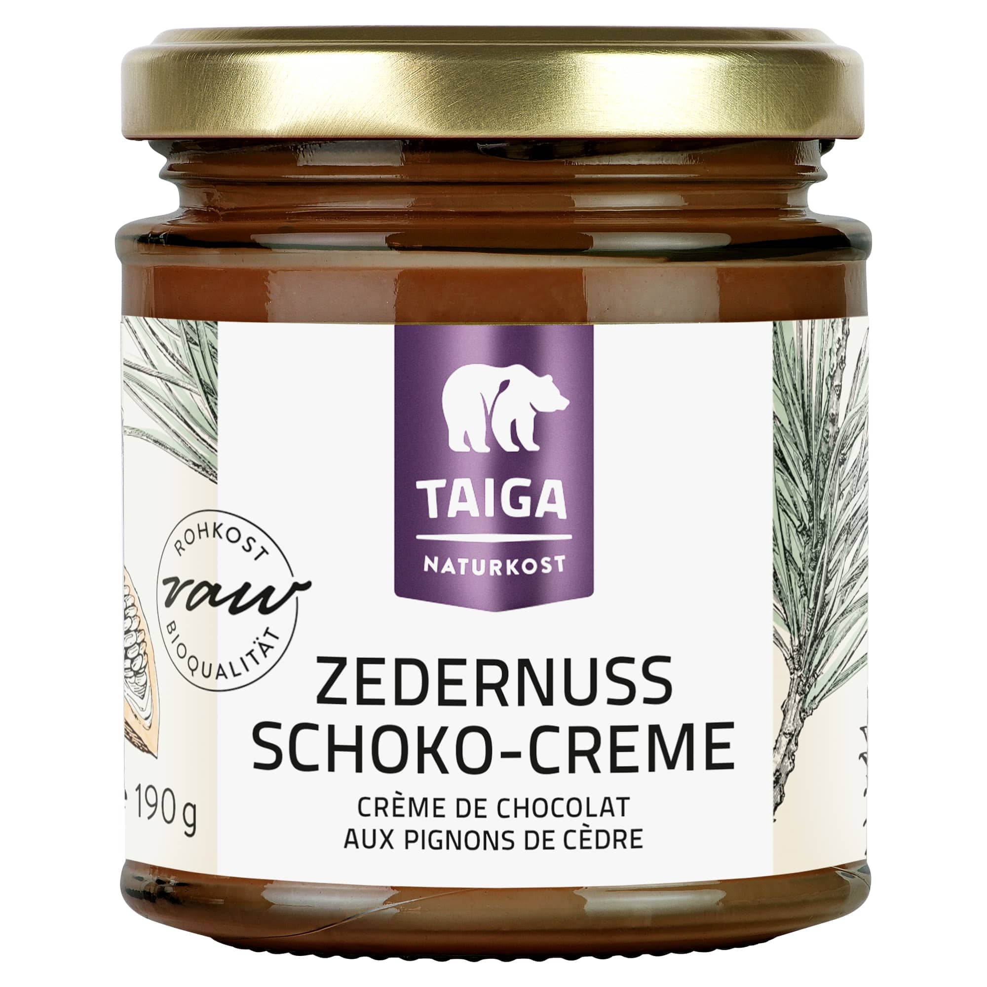 Zedernuss-Schoko-Creme, bio, roh, vegan, 190 g